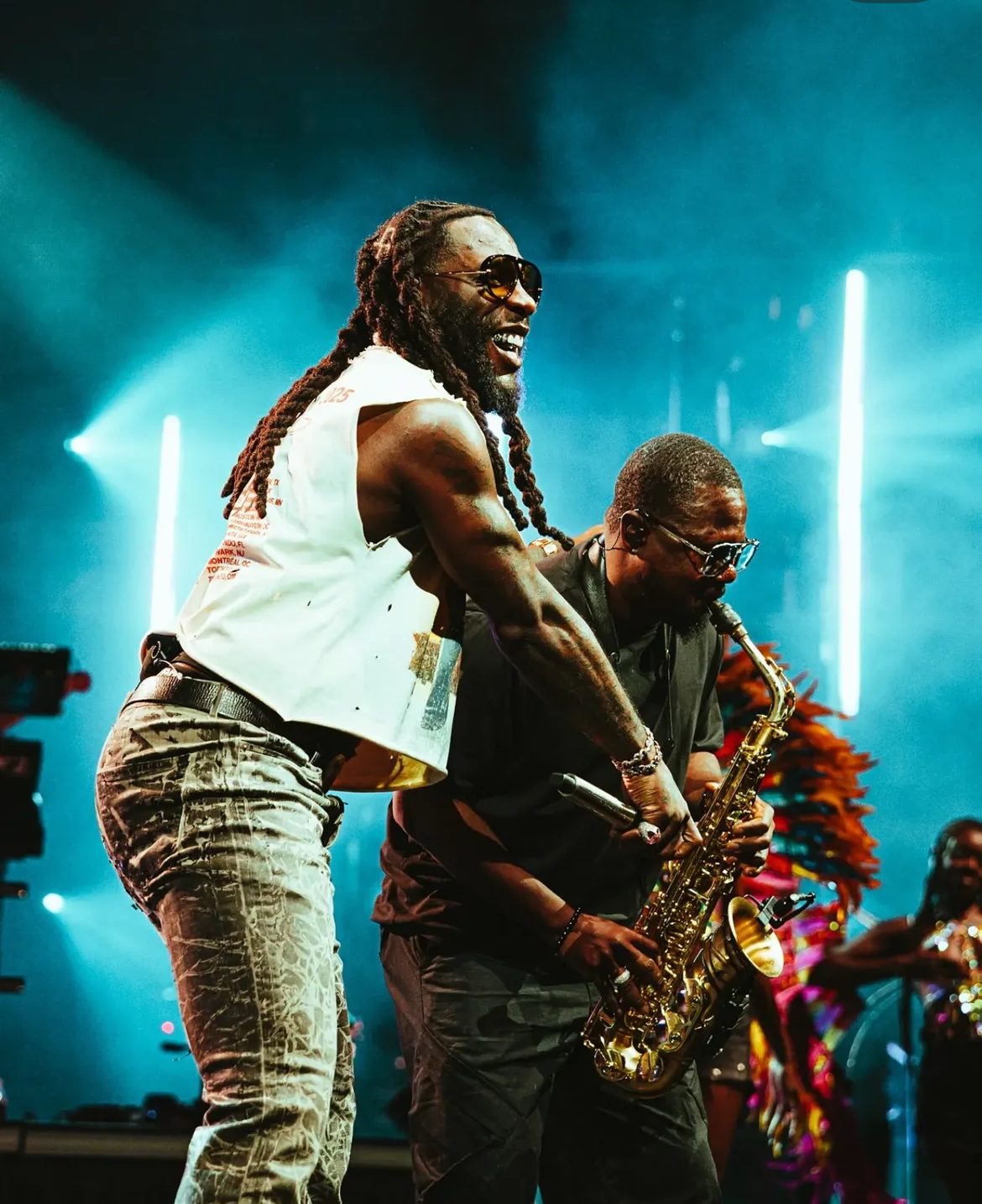 On stage with Burna Boy